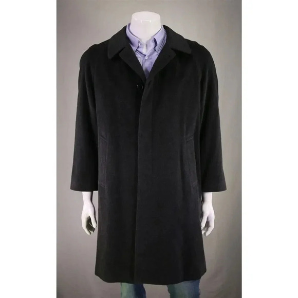J. Press Charcoal Gray Angora-Cashmere Flannel 3/4 Length Overcoat Coat Medium - Picture 1 of 9